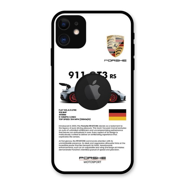 Supercar Features Glass Back Case for iPhone 11 Logo Cut
