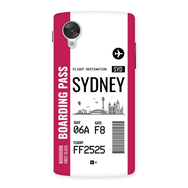 Sydney Boarding Pass Back Case for Google Nexus 5