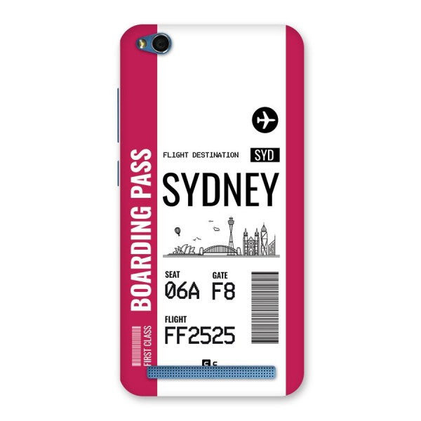 Sydney Boarding Pass Back Case for Redmi 5A