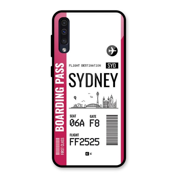 Sydney Boarding Pass Glass Back Case for Galaxy A50