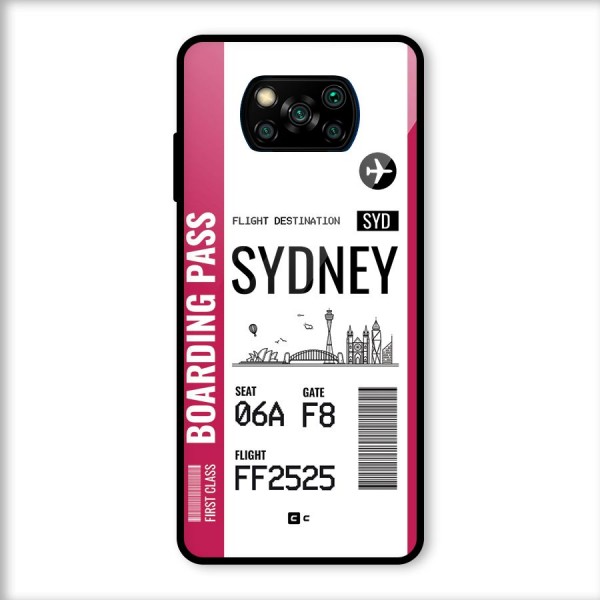 Sydney Boarding Pass Glass Back Case for Poco X3