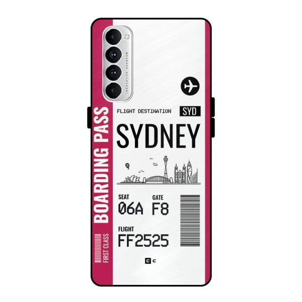 Sydney Boarding Pass Metal Back Case for Oppo Reno4 Pro