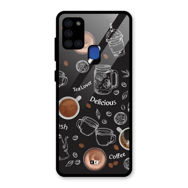 Tea And Coffee Mixture Glass Back Case for Galaxy A21s