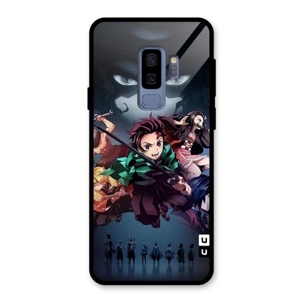 Team Demon Slayer Glass Back Case for Galaxy S9 Plus