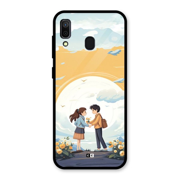 Teenage Anime Couple Glass Back Case for Galaxy A30