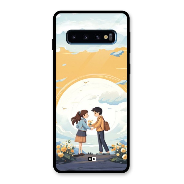 Teenage Anime Couple Glass Back Case for Galaxy S10