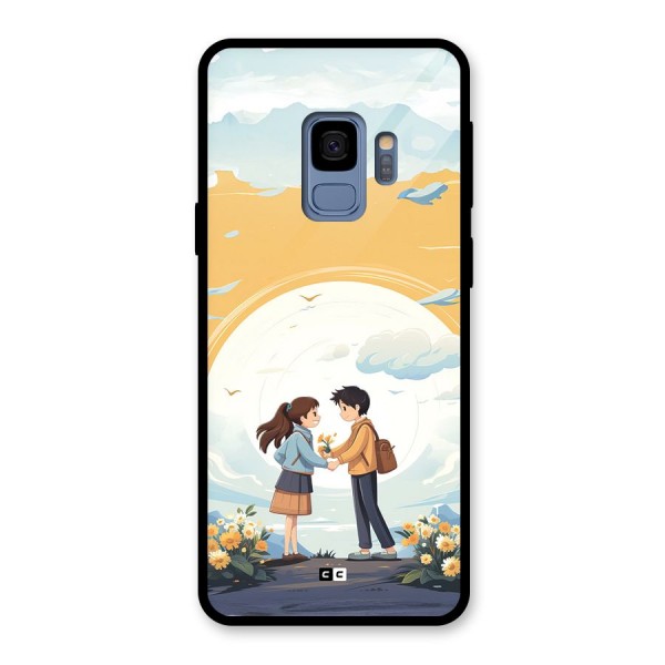 Teenage Anime Couple Glass Back Case for Galaxy S9