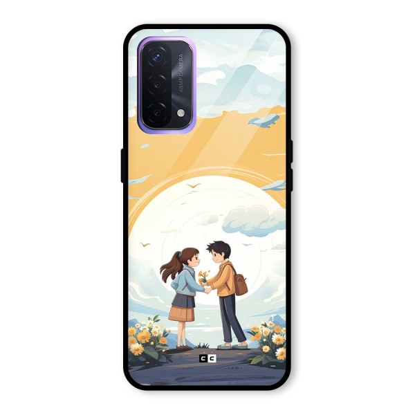Teenage Anime Couple Glass Back Case for Oppo A74 5G