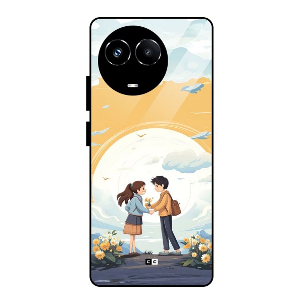 Teenage Anime Couple Glass Back Case for Realme 11X
