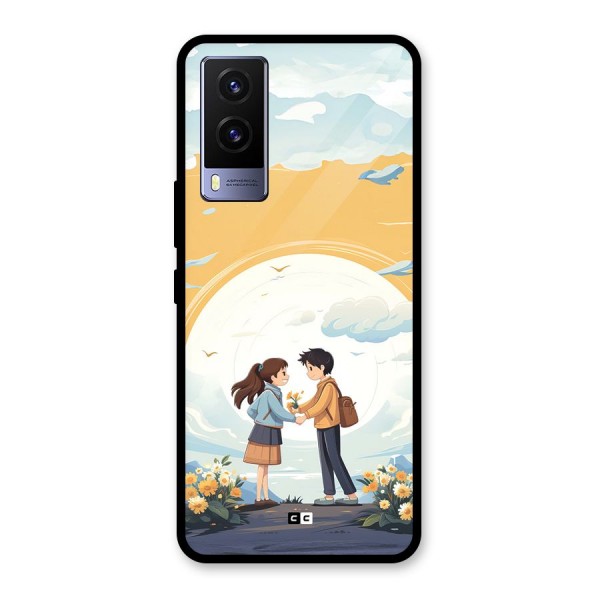 Teenage Anime Couple Glass Back Case for Vivo V21e 5G
