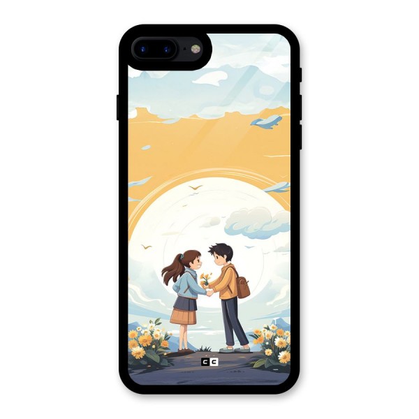 Teenage Anime Couple Glass Back Case for iPhone 8 Plus