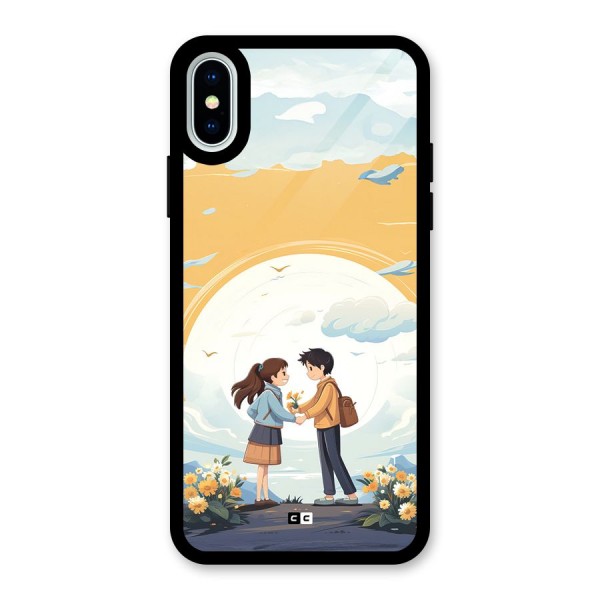Teenage Anime Couple Glass Back Case for iPhone X