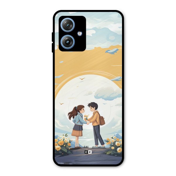 Teenage Anime Couple Metal Back Case for Moto G54