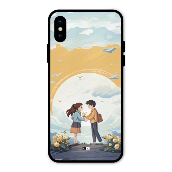 Teenage Anime Couple Metal Back Case for iPhone X