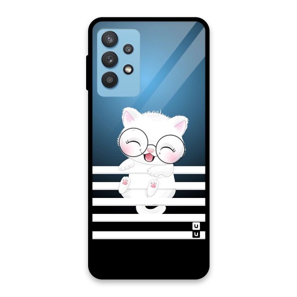 The Cat on Stripes Glass Back Case for Galaxy M32 5G