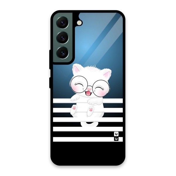 The Cat on Stripes Glass Back Case for Galaxy S22 5G