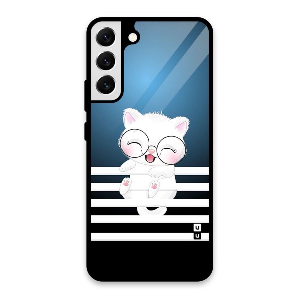 The Cat on Stripes Glass Back Case for Galaxy S22 Plus 5G