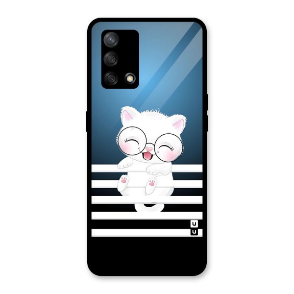 The Cat on Stripes Glass Back Case for Oppo F19