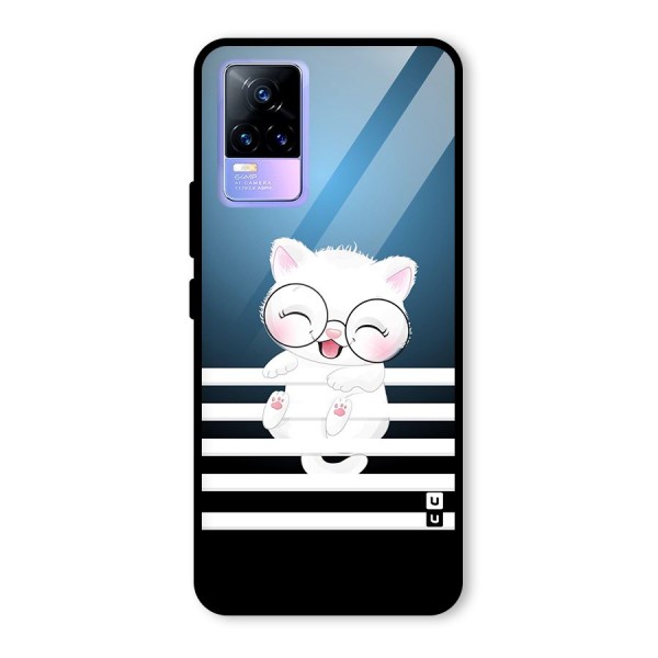 The Cat on Stripes Glass Back Case for Vivo Y73