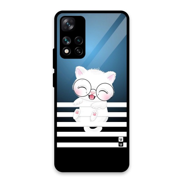 The Cat on Stripes Glass Back Case for Xiaomi 11i 5G