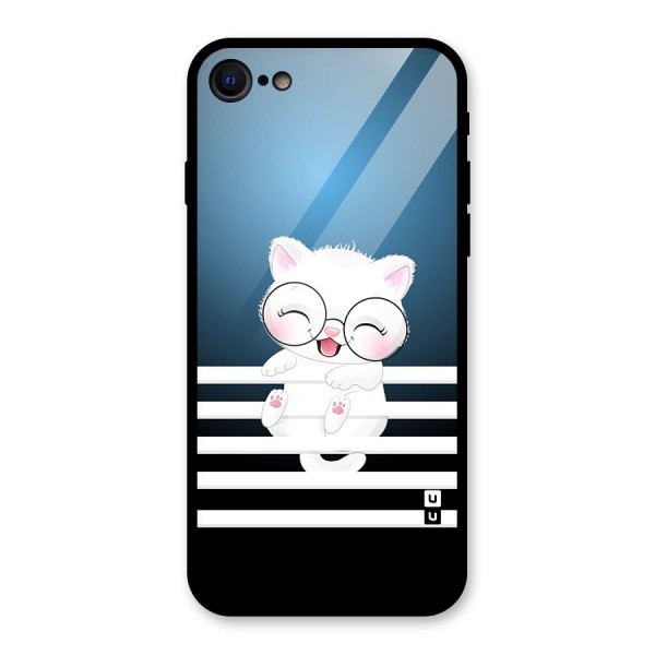 The Cat on Stripes Glass Back Case for iPhone SE 2022