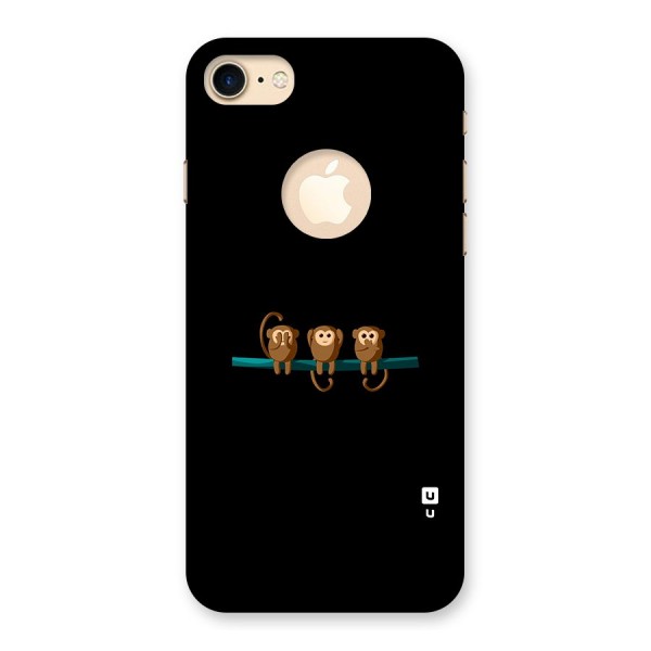 Three Cute Monkeys Back Case for iPhone 7 Logo Cut