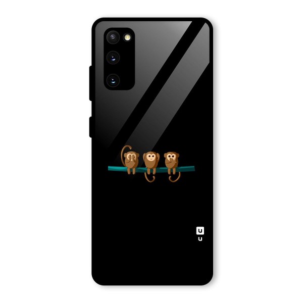 Three Cute Monkeys Glass Back Case for Galaxy S20 FE 5G