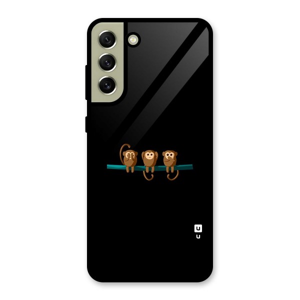 Three Cute Monkeys Glass Back Case for Galaxy S21 FE 5G