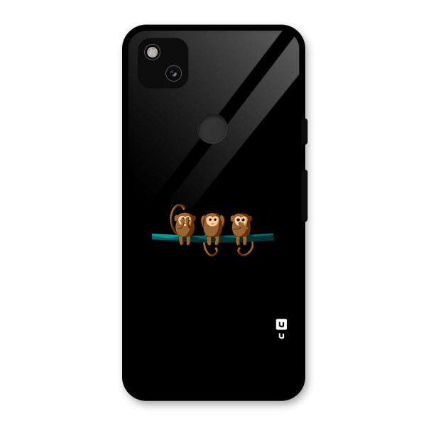 Three Cute Monkeys Glass Back Case for Google Pixel 4a