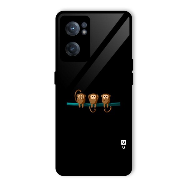 Three Cute Monkeys Glass Back Case for OnePlus Nord CE 2 5G