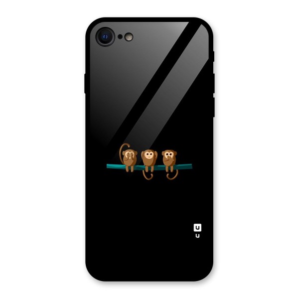 Three Cute Monkeys Glass Back Case for iPhone SE 2020