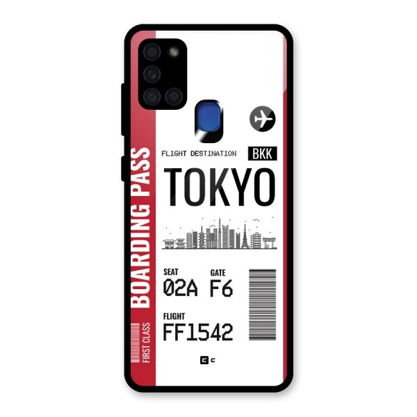Tokyo Boarding Pass Glass Back Case for Galaxy A21s