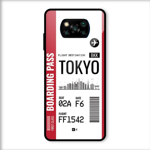 Tokyo Boarding Pass Glass Back Case for Poco X3