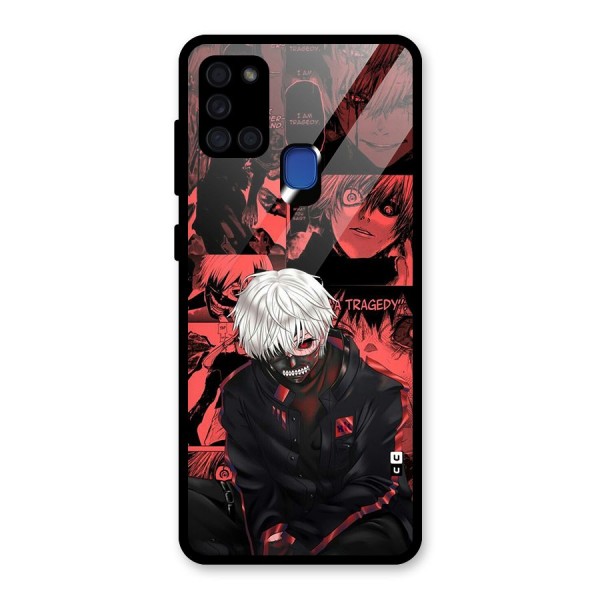 Toukyo Ghoul Kaneki Manga Glass Back Case for Galaxy A21s