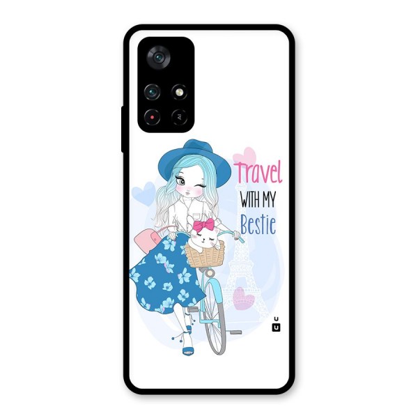 Travel With My Bestie Glass Back Case for Poco M4 Pro 5G