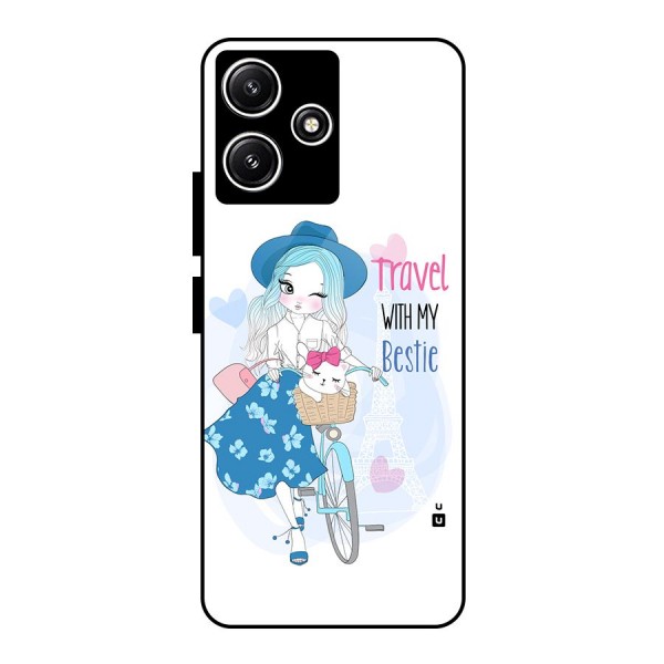 Travel With My Bestie Glass Back Case for Poco M6 Pro