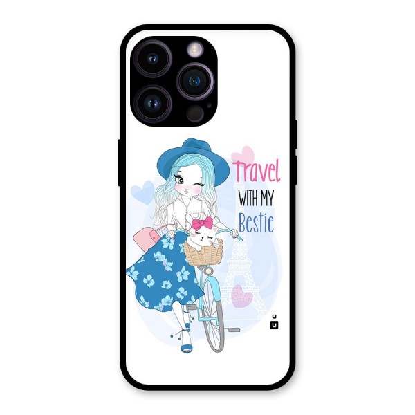 Travel With My Bestie Glass Back Case for iPhone 14 Pro Max