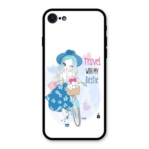 Travel With My Bestie Glass Back Case for iPhone 8
