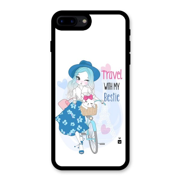 Travel With My Bestie Glass Back Case for iPhone 8 Plus