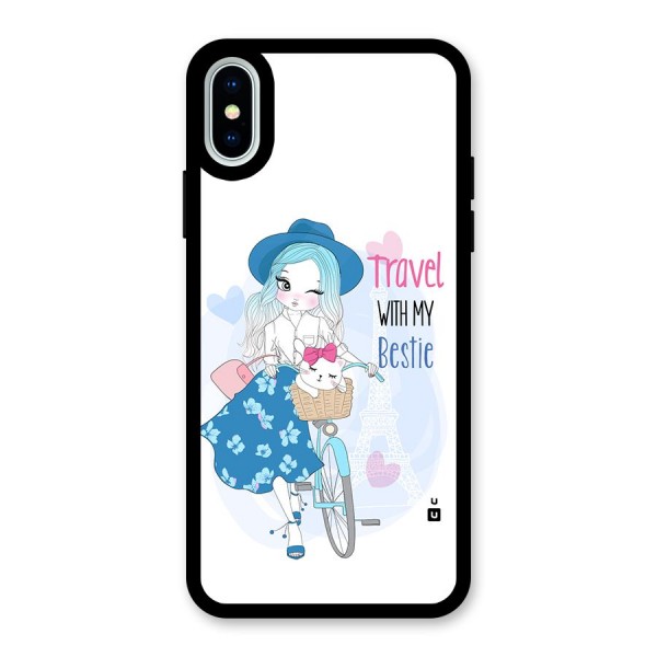Travel With My Bestie Glass Back Case for iPhone X