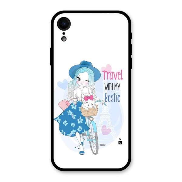 Travel With My Bestie Glass Back Case for iPhone XR