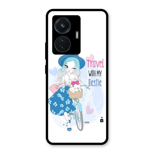 Travel With My Bestie Glass Back Case for iQOO Z6 44W