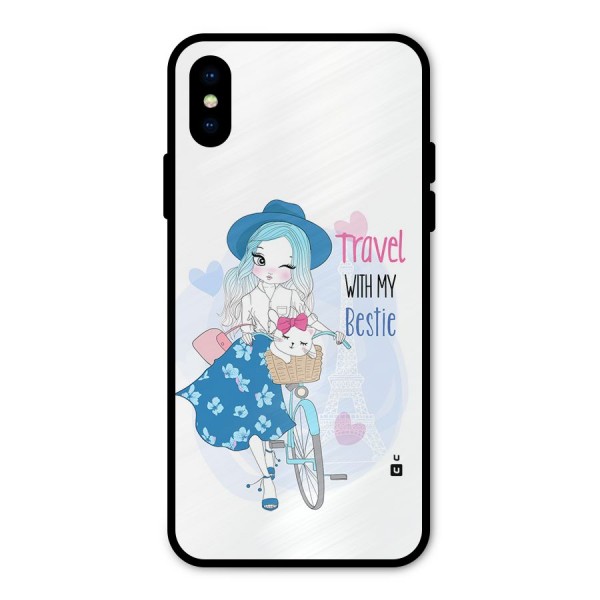 Travel With My Bestie Metal Back Case for iPhone X