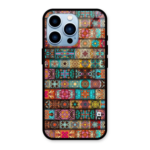 Tribal Seamless Pattern Vintage Decorative Glass Back Case for iPhone 13 Pro