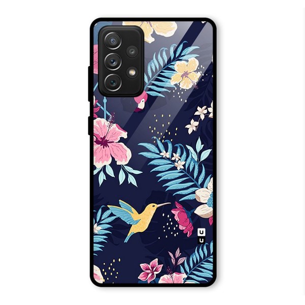 Tropical Flamingo Pattern Glass Back Case for Galaxy A72