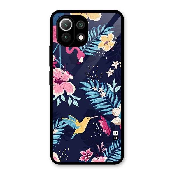 Tropical Flamingo Pattern Glass Back Case for Mi 11 Lite NE 5G