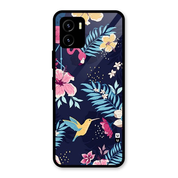 Tropical Flamingo Pattern Glass Back Case for Vivo Y15s