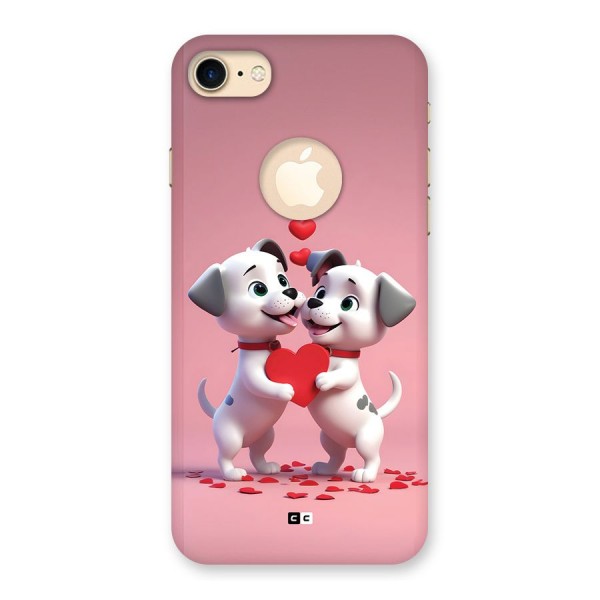 Two Puppies Together Back Case for iPhone 8 Logo Cut