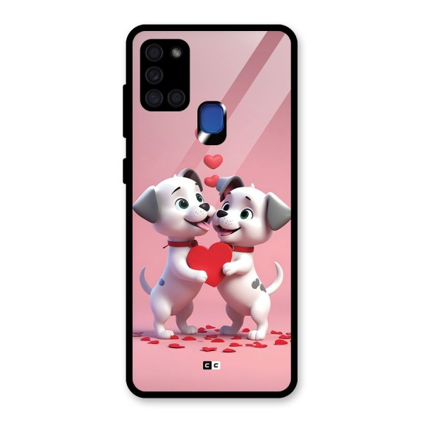 Two Puppies Together Glass Back Case for Galaxy A21s