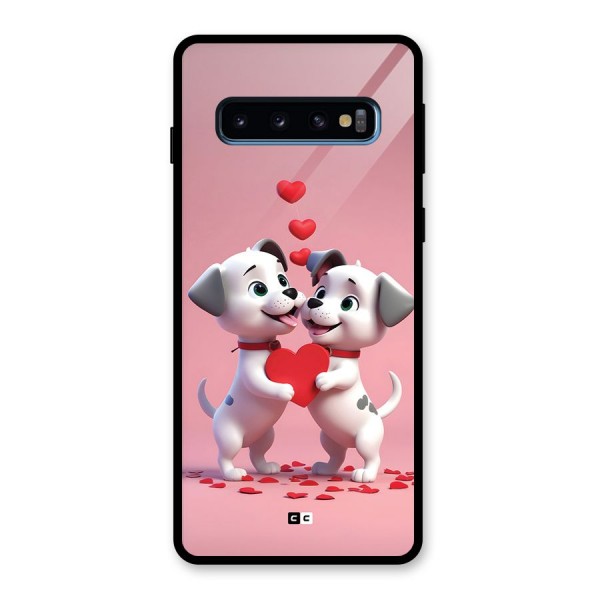Two Puppies Together Glass Back Case for Galaxy S10